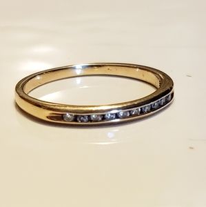 Yellow Gold Diamond Wedding Band Stack Ring 6